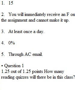 Syllabus Quiz